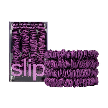 Scrunchies en soie SLIP violet foncé, vue avant