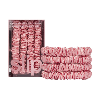 Scrunchies fins en soie SLIP rose, vue de face