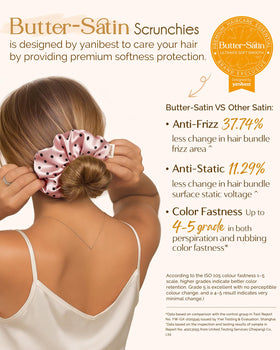 Scrunchy YANIBEST en satin sur un poignet comme accessoire