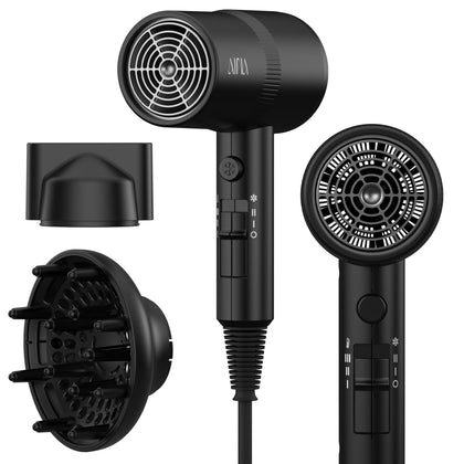 Sèche-cheveux Aina 1600W modèle noir avec accessoires