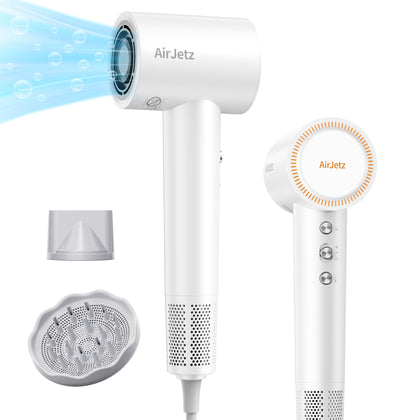 Sèche-cheveux AirJetz 160 000 RPM vue avant avec diffuseur blanc