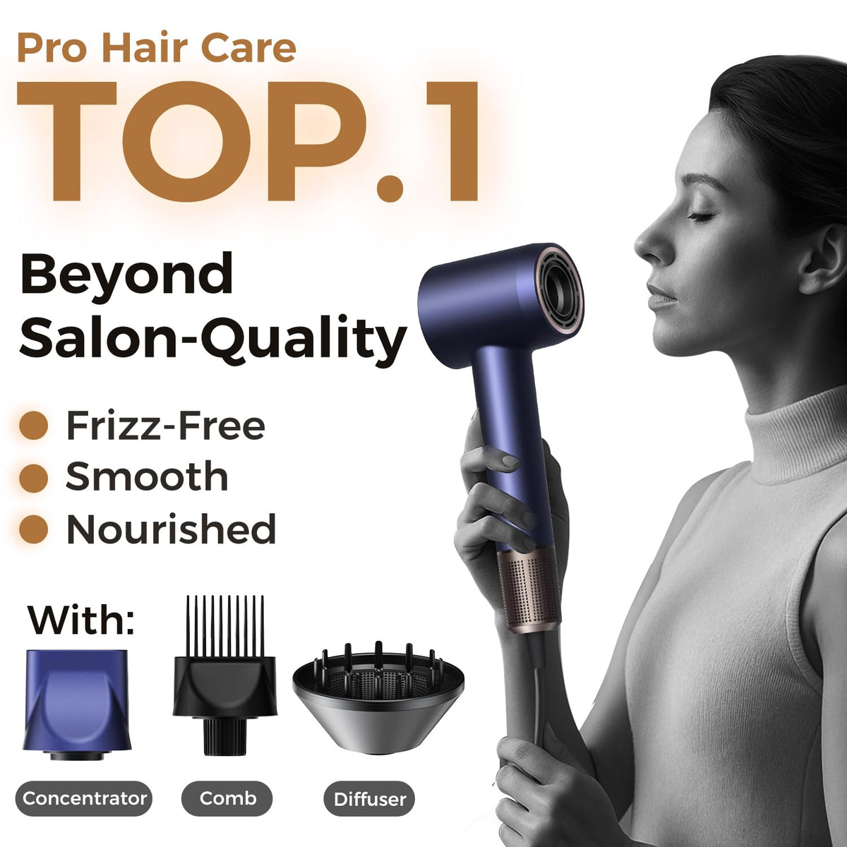 Sèche-Cheveux Alloom Pro avec diffuseur installé
