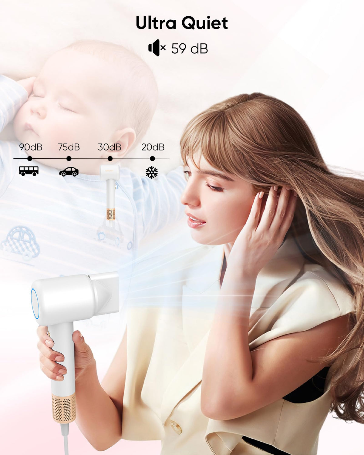 Sèche-cheveux ANIEKIN avec accessoires inclus