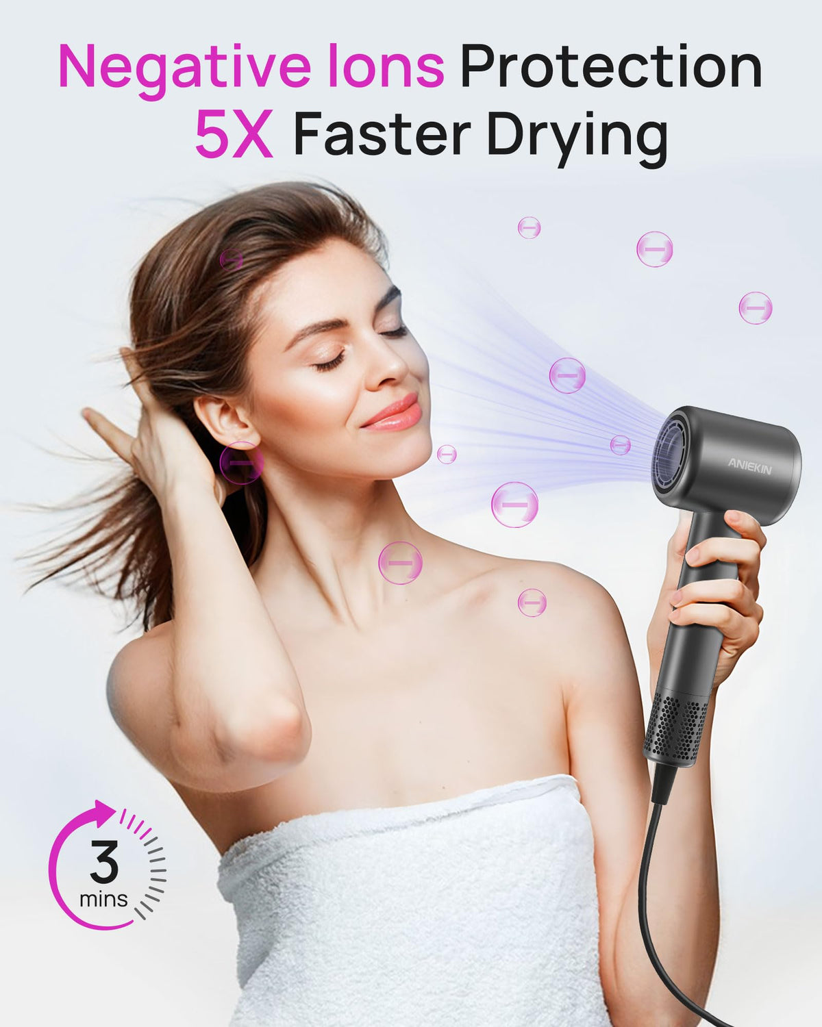 Sèche-cheveux ANIEKIN avec moteur brushless à 110000 RPM