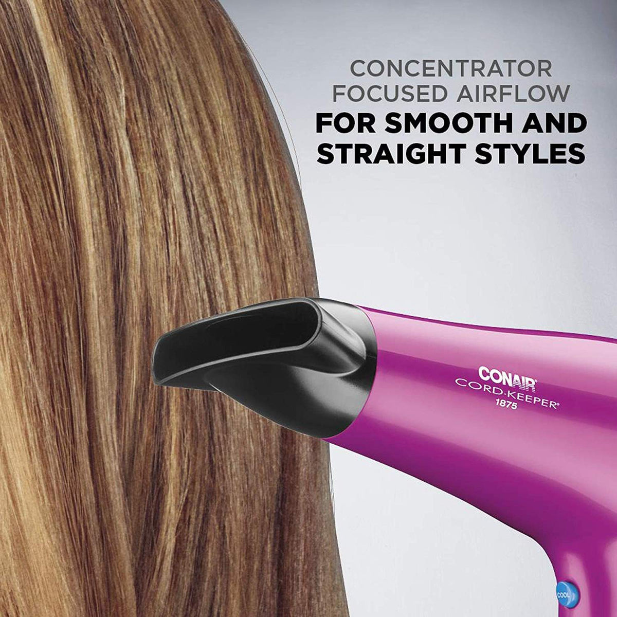 Sèche-Cheveux Conair 1875W rose posé sur un plan de travail