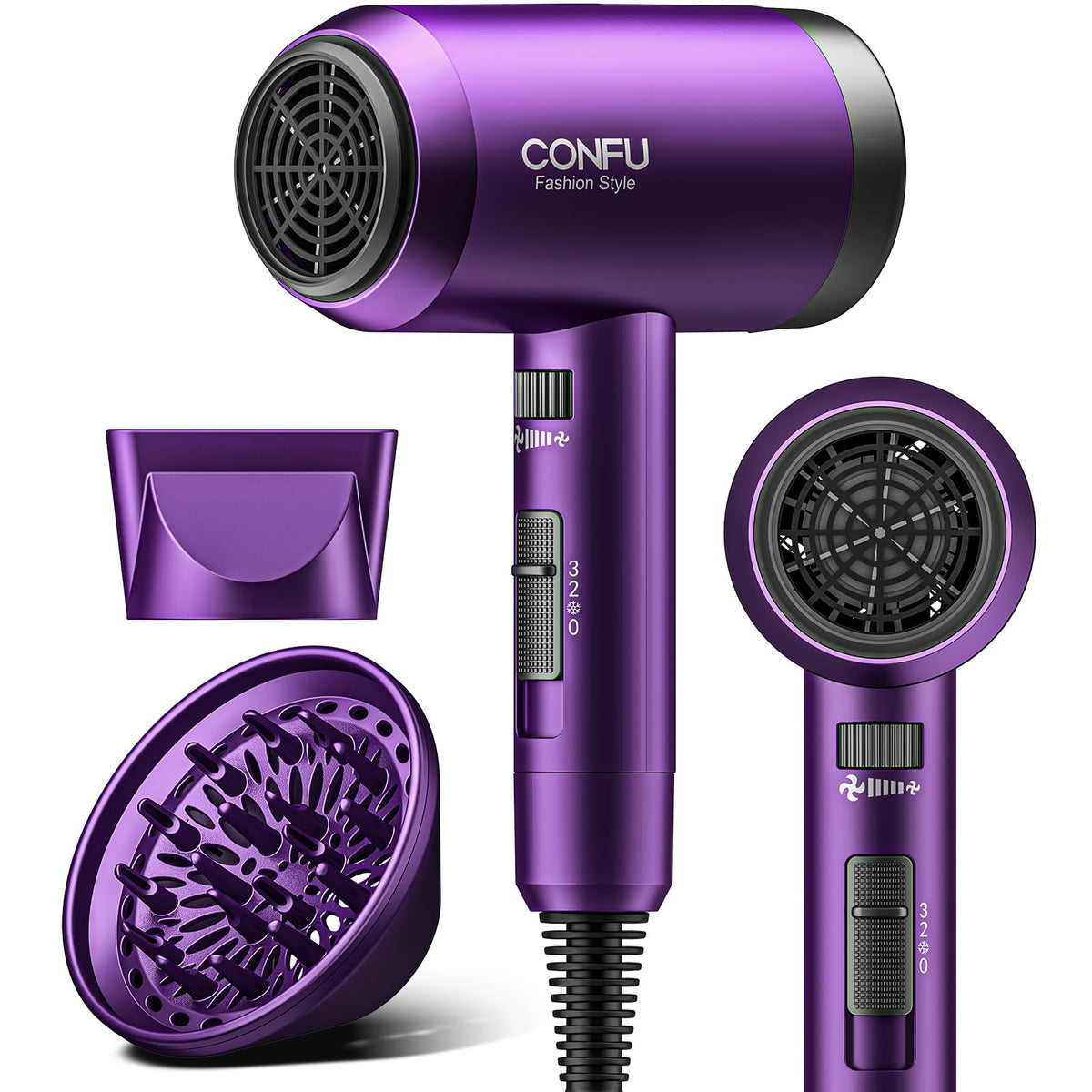 Sèche-cheveux CONFU 1600W avec diffuseur et concentrateur