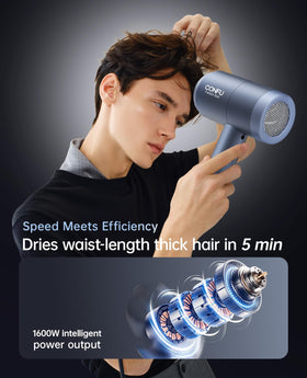 Sèche-Cheveux CONFU 1600W de dos montrant le bouton de réglage