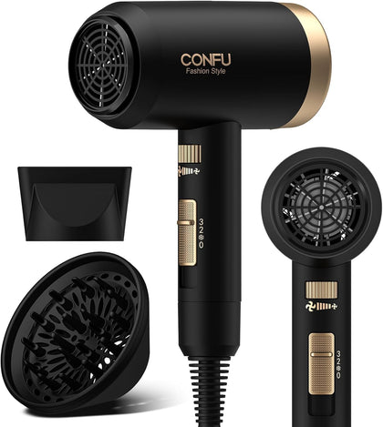 Sèche-cheveux CONFU 1600W noir avec diffuseur