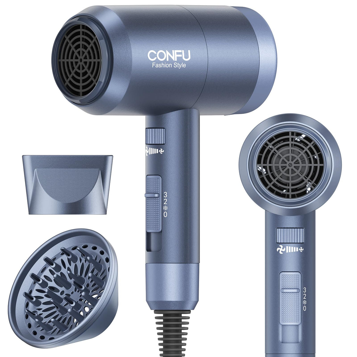 Sèche-Cheveux CONFU 1600W vue de face avec diffuseur
