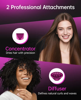 Sèche-Cheveux CONFU en utilisation avec cheveux bouclés