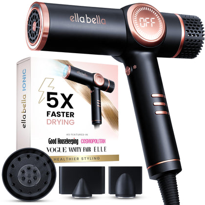 Sèche-cheveux ELLA BELLA ionique vue de face avec diffuseur