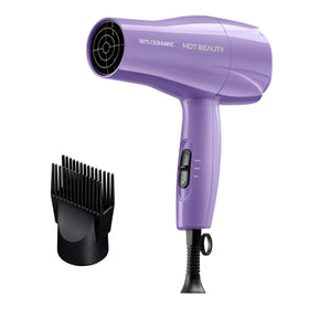Sèche-Cheveux Hot Beauty 1875W violet vue de face avec accessoire peigne