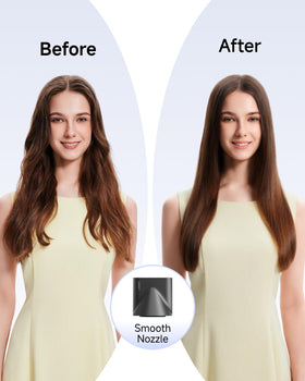 Sèche-cheveux Laifen en utilisation sur des cheveux longs et épais