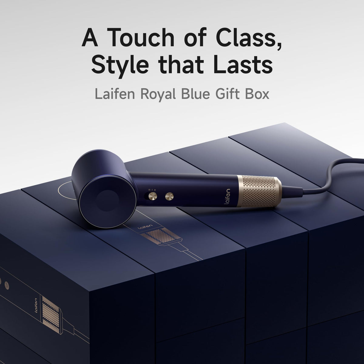 Sèche-cheveux Laifen Premium Royal Blue avec son support mural magnétique