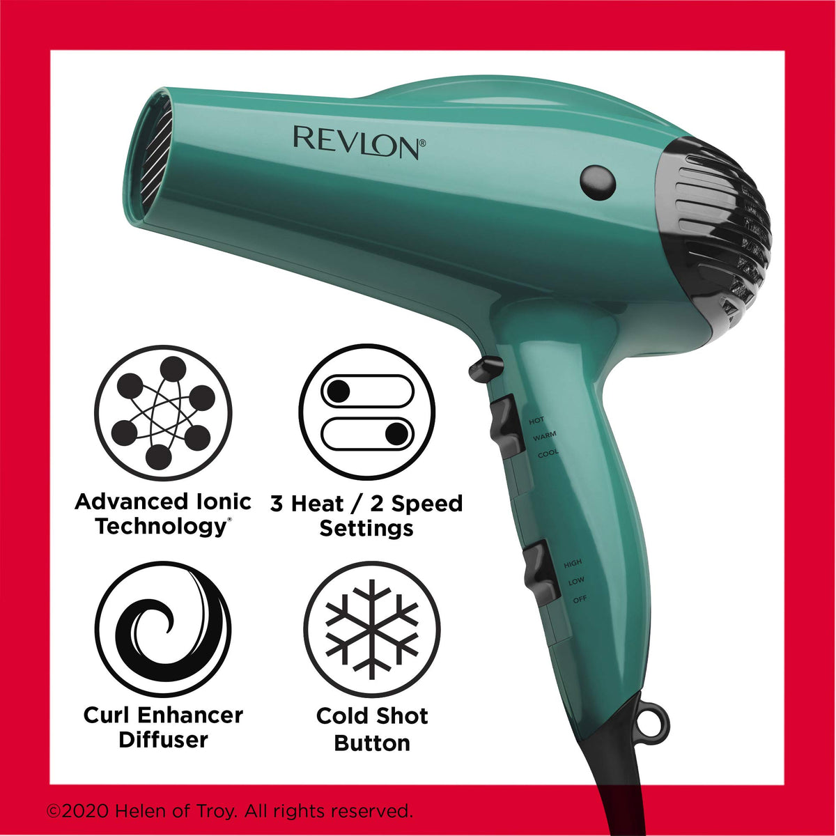 Sèche-Cheveux REVLON avec embout amovible pour nettoyage