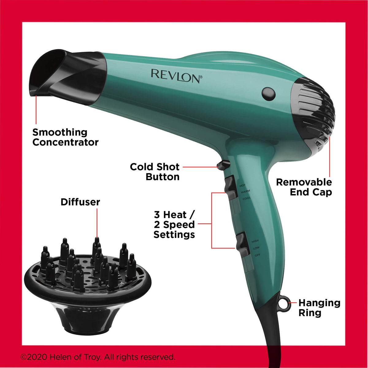 Sèche-Cheveux REVLON en utilisation avec cheveux bouclés