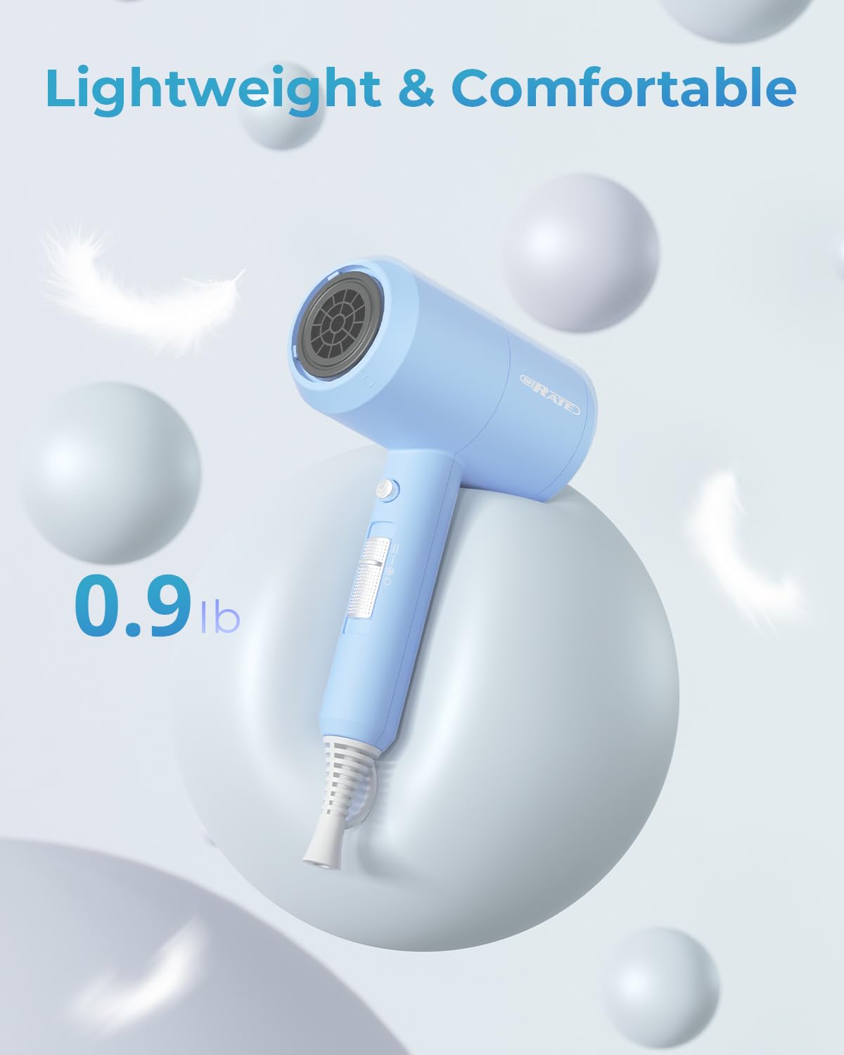 Sèche-cheveux SHRATE en utilisation avec cheveux frisés