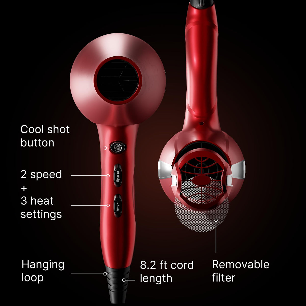 Sèche-cheveux TREZORO professionnel avec cordon de 2,5 mètres