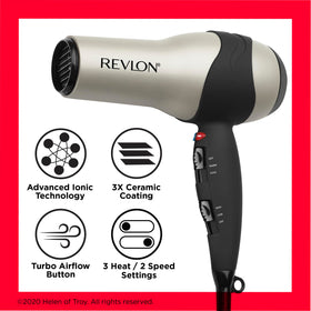 Sèche-cheveux Turbo REVLON 1875 Watts avec réglages de chaleur