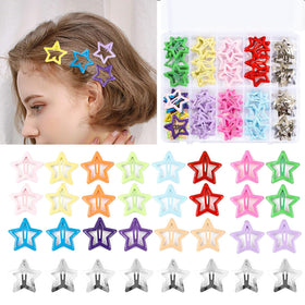 Secmity 55pcs clips cheveux étoilés multicolores sur fond blanc