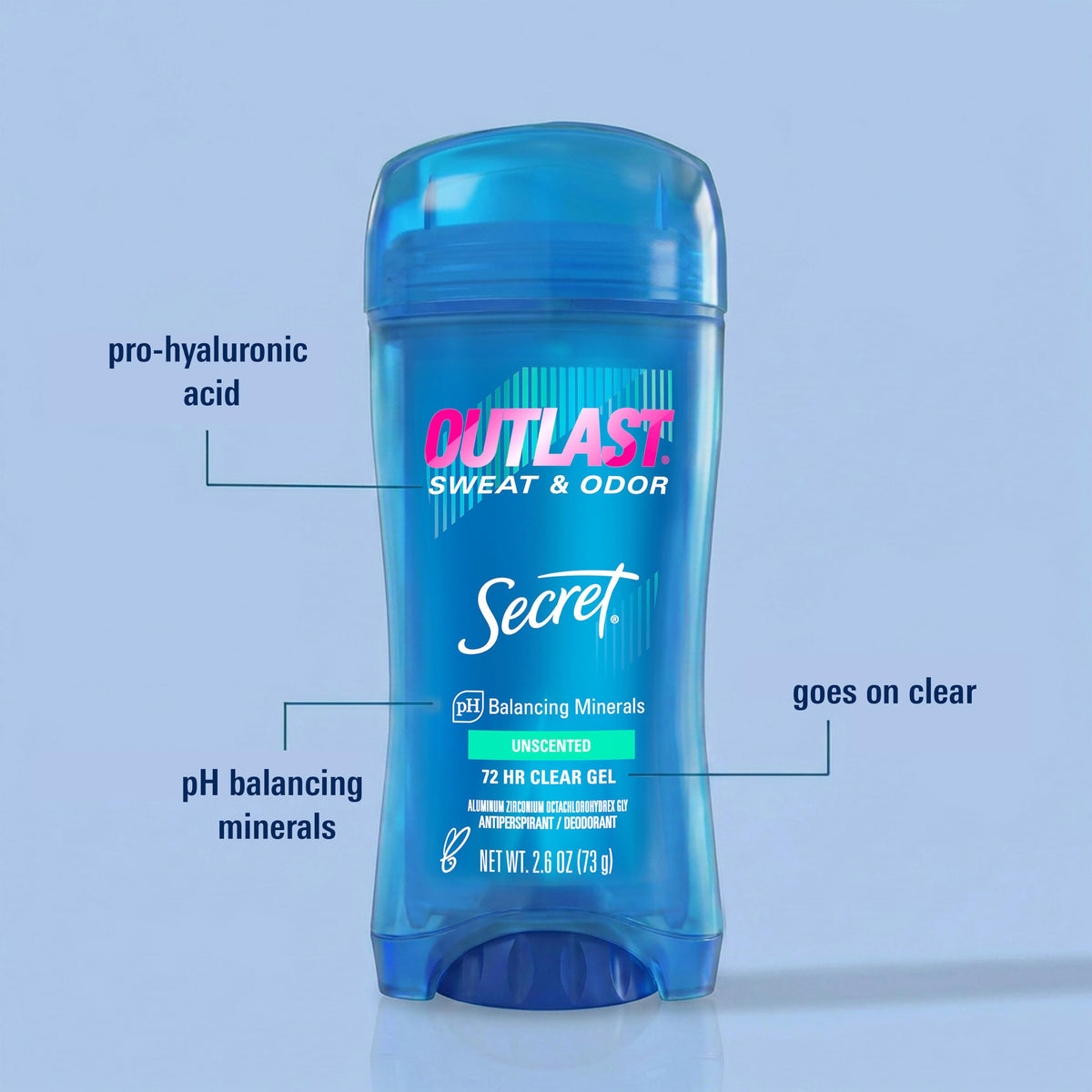Secret Déodorant Antitranspirant Femme 72h gel transparent packaging