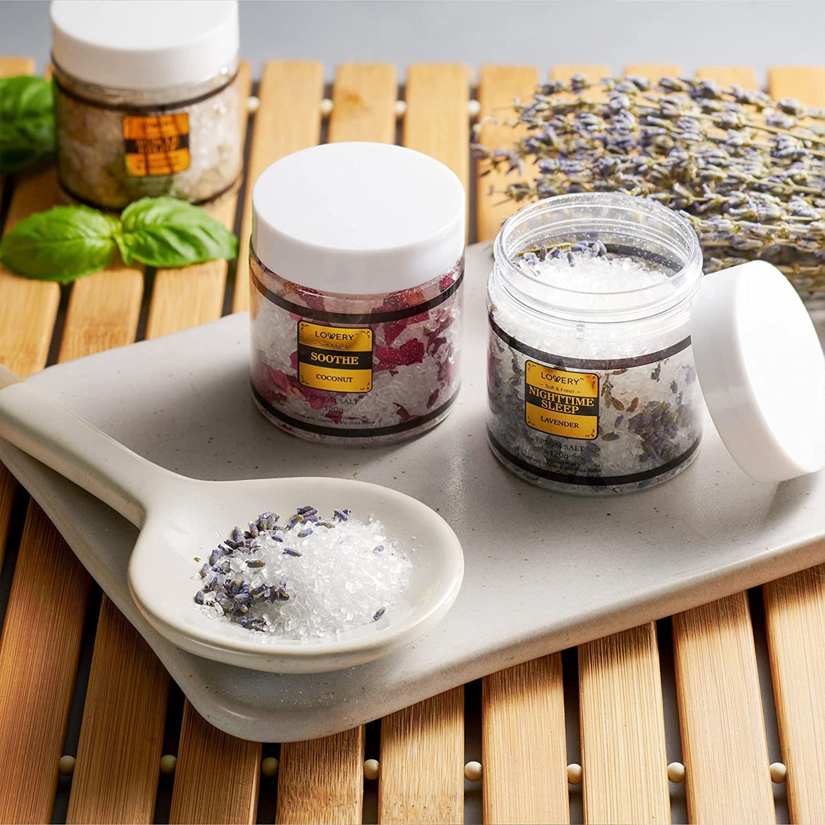 Sels de bain à la lavande dans le coffret LOVERY