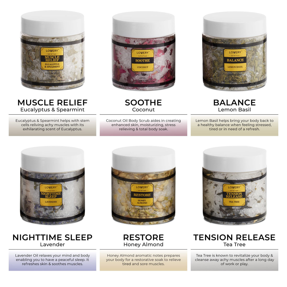 Sels de bain au citron et basilic dans le coffret LOVERY