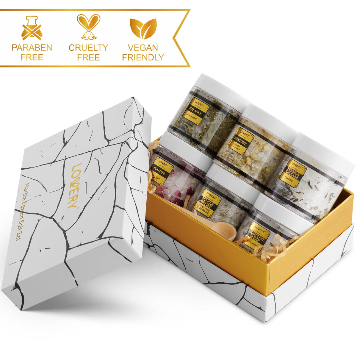 Sels de bain au tea tree dans le coffret LOVERY