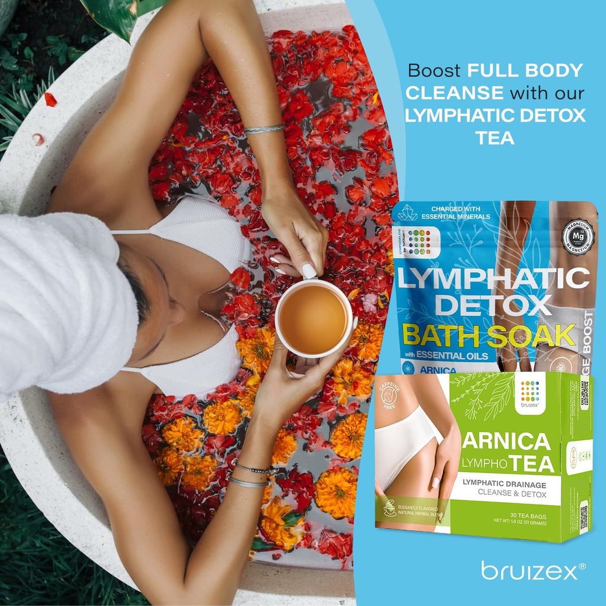 Sels de bain Bruizex Arnica Montana 422g avec des fleurs et des huiles essentielles