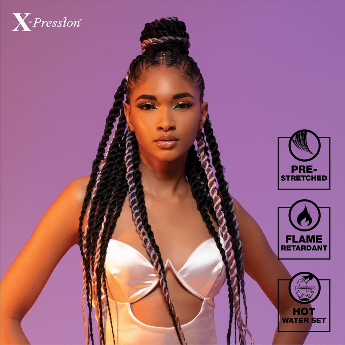 Sensationnel Tresses XPRESSION 3X montrant la fibre KANEKALON