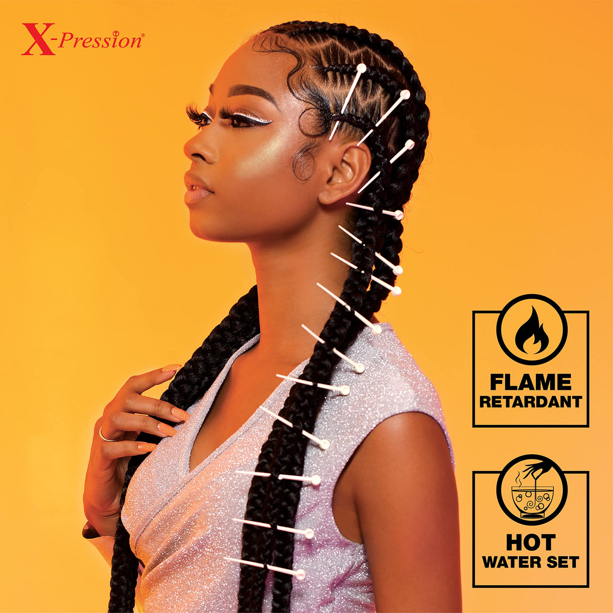 Sensationnel X-Pression Cheveux Tressés Préétirés 58in Marron Médium en style boho braid