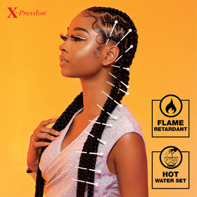 Sensationnel X-Pression Cheveux Tressés Préétirés 58in Marron Médium en style boho braid