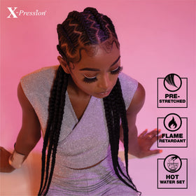 Sensationnel X-Pression Cheveux Tressés Préétirés 58in Marron Médium en style twist