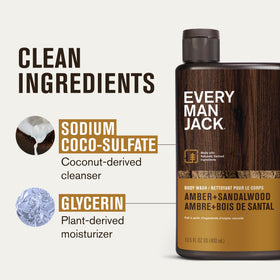 Senteurs boisées et agrumes du gel douche Every Man Jack