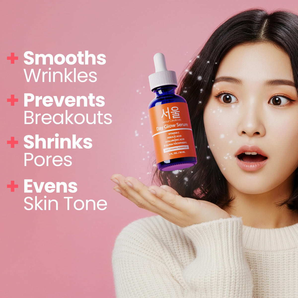 SeoulCeuticals Sérum Vitaminé C 20% texture sur la peau