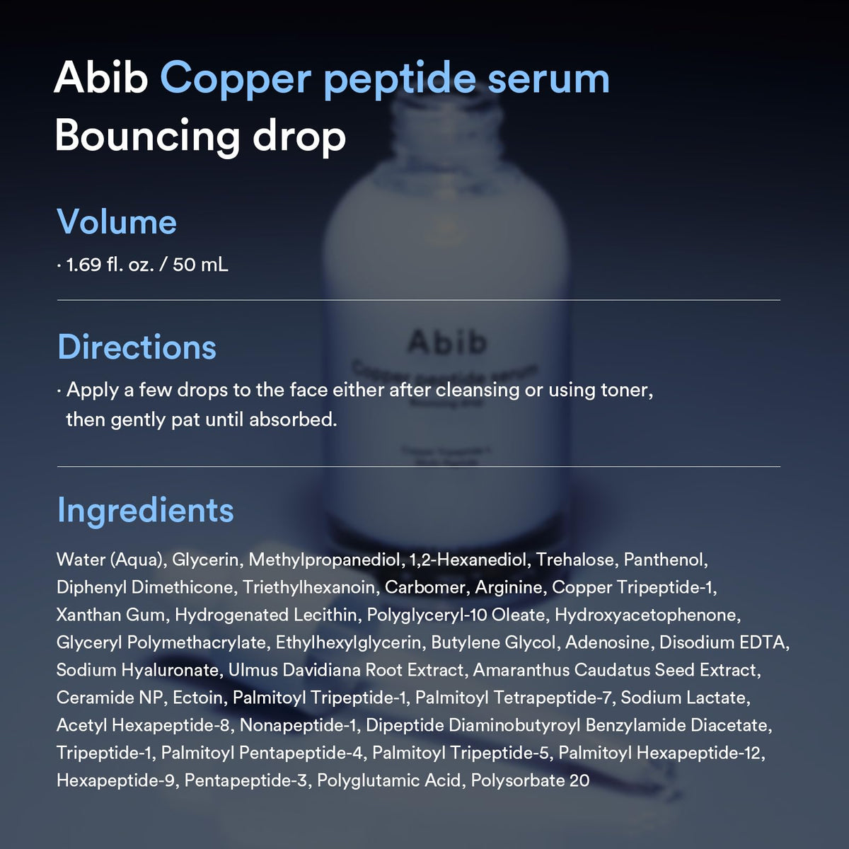 Sérum Abib Copper Peptide avec accessoires de beauté