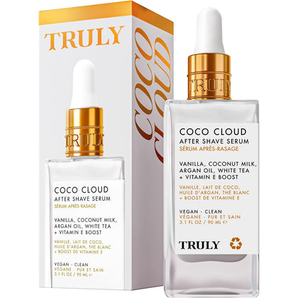 Sérum après-rasage Truly Coco Cloud 331g vue avant avec étiquette