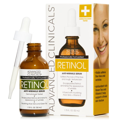 Sérum au rétinol Advanced Clinicals 140g, vue avant avec texture laiteuse