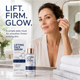 Sérum avec goutte sur fond blanc