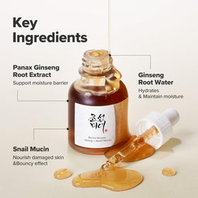 Sérum Beauty of Joseon 30ml avec ingrédients naturels en arrière-plan
