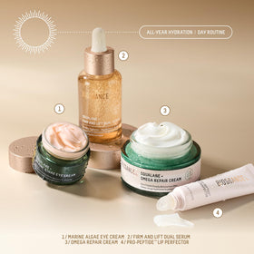 Sérum BIOSSANCE Squalane + Firm & Lift avec accessoires de beauté