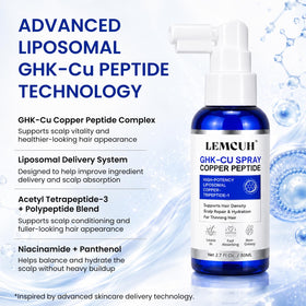 Sérum capillaire GHK-CU avec ingrédients naturels en arrière-plan