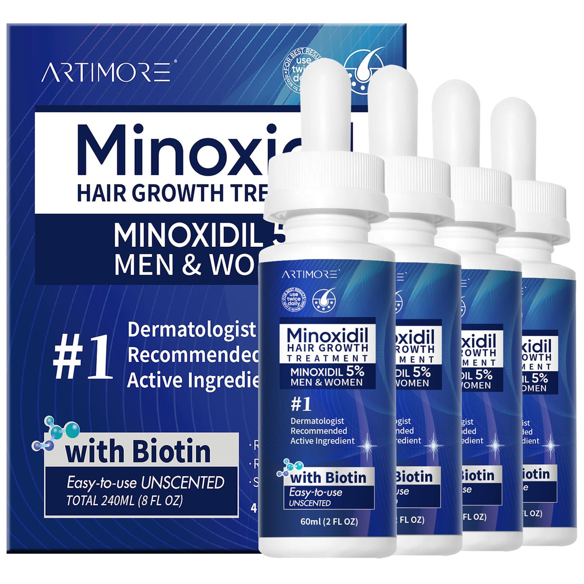 Sérum de croissance capillaire Artimore 5% Minoxidil 8 FL OZ avant