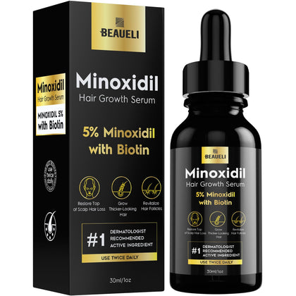 Sérum de Croissance Capillaire beaueli 5% Minoxidil 1oz vue avant