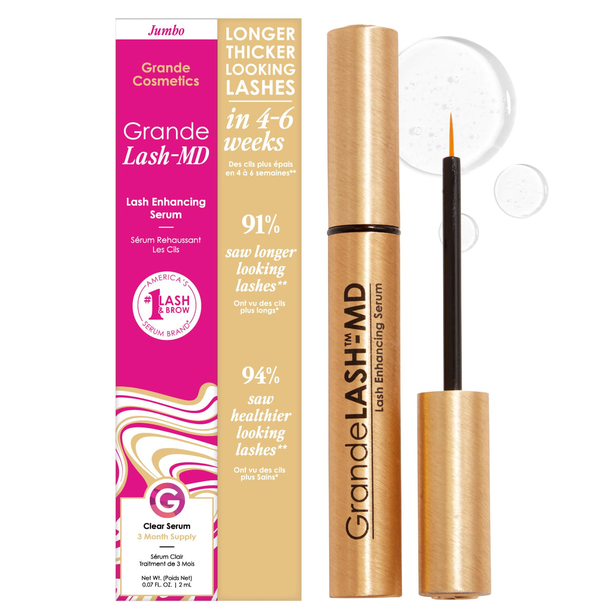 Sérum de renforcement des cils Grande Cosmetics 4mL vue avant