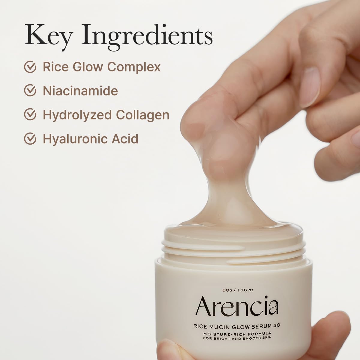 Sérum de visage ARENCIA Mucin de Riz, embout applicateur