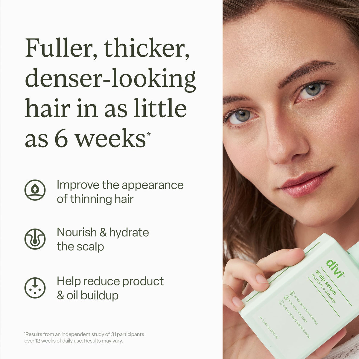 Sérum divi appliqué sur les cheveux