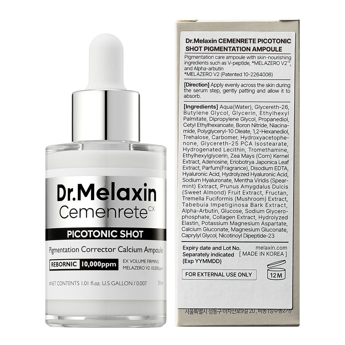 Sérum Dr.Melaxin Picotonic Shot 30 ml et ses ingrédients