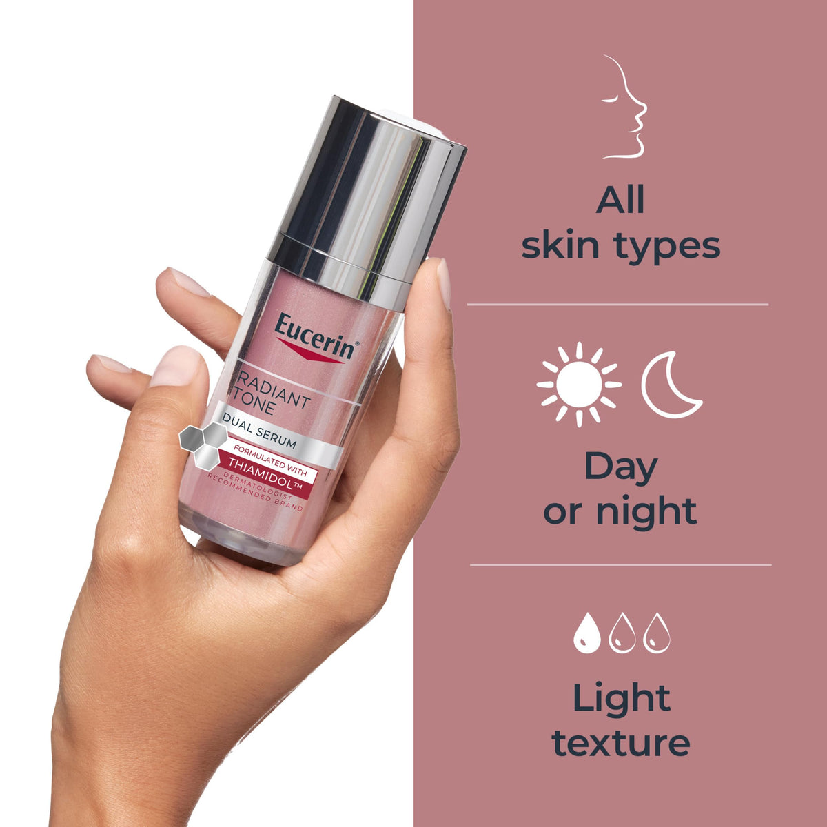 Sérum Eucerin avec fleurs en arrière-plan