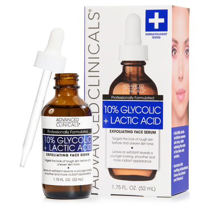 Sérum exfoliant Advanced Clinicals 10% acide glycolique flacon avant